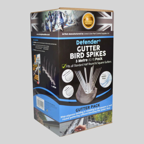 Defender Gutter Bird Spikes Pack Side of Box