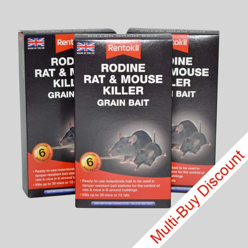 Rentokil Rodine Rat and Mouse Killer Grain Bait - 6 Sachets